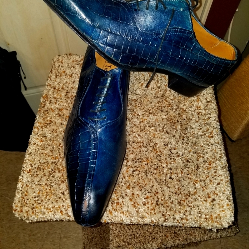 Men half crocodile half leather shoes